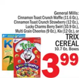 C Town TRIX CEREAL 10.7 Oz. Boxes offer