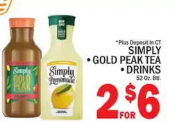 C Town SIMPLY • GOLD PEAK TEA • DRINKS offer