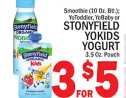 C Town STONYFIELD YOKIDS YOGURT 3.5 Oz. Pouch offer