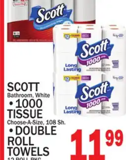 C Town SCOTT 1000 TISSUE Choose-A-Size, 108 Sh., DOUBLE ROLL TOWELS 12 ROLL PKG offer