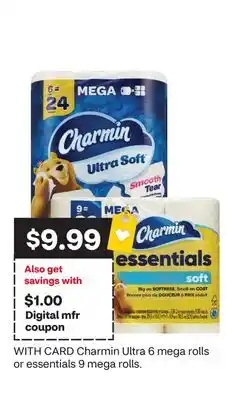 CVS Charmin Ultra 6 mega rolls or essentials 9 mega rolls offer