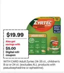 CVS Adult Zyrtec 24-35 ct., children's 8 oz or 24 ct offer
