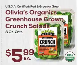 DeCicco & Sons Olivia's Organics Greenhouse Grown Crunch Salads offer