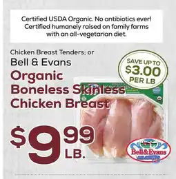 DeCicco & Sons Bell & Evans Organic Boneless Skinless Chicken Breast offer