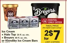 ACME Ice Cream Halo Top 16 fl. oz. ctn., Breyers 48 fl. oz. ctn. or Klondike Ice Cream Bars offer