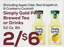 DeCicco & Sons Simply Gold Peak Brewed Tea or Drinks offer