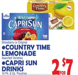 Bravo Supermarkets • COUNTRY TIME LEMONADE •CAPRI SUN DRINKS offer