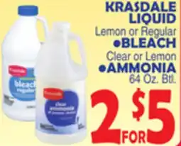Bravo Supermarkets KRASDALE LIQUID, BLEACH, AMMONIA offer
