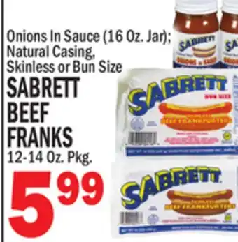 Bravo Supermarkets SABRETT BEEF FRANKS offer