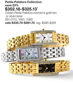 JC Penney Citizen Petite Palidoro women's gold-ton or silver-tone offer