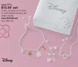 JC Penney Cubic zirconia pure silver or gold-plated jewelry set offer