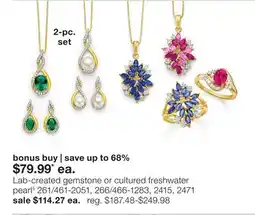 JC Penney Lab-created gemstone or cultured freshwater pearl§ offer