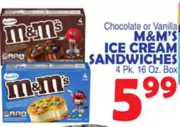Bravo Supermarkets M & M' S ICE CREAM SANDWICHES 4 pk 16 oz., Box offer