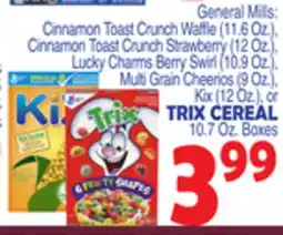 Bravo Supermarkets GENERAL MILLS TRIX CEREAL, 10.7 Oz. Boxes offer