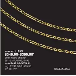 JC Penney 3mm figaro chains‡ offer