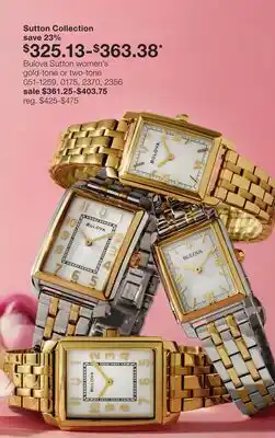 JC Penney Bulova Sutton women's gold-tone or two-tone offer