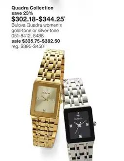JC Penney Bulova Quadra women's gold-tone or silver-tone offer