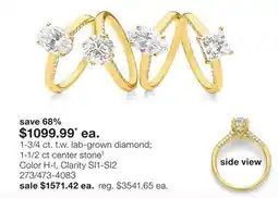 JC Penney 1-3/4 ct. t.w. lab-grown diamond 1-1/2 ct center stone‡ offer