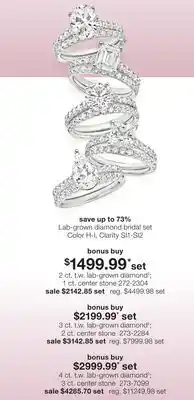 JC Penney Lab-grown diamond bridal set Color H-I, Clarity SI1-SI2 offer