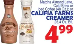 Bravo Supermarkets CALIFIA FARMS CREAMER, 25.4 Oz. Btl offer