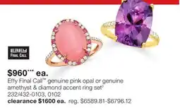 JC Penney Effy Final Call genuine pink opal or genuine amethyst & diamond accent ring set offer
