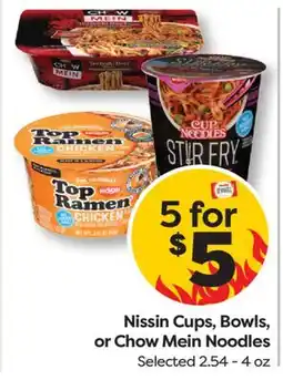 Weis Markets Nissin Cups, Bowls, or Chow Mein Noodles offer