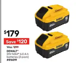 Lowe's 20V MAXF 6.0 A-h batteries (2-pack) offer