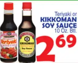 Bravo Supermarkets KIKKOMAN SOY SAUCE 10 Oz. Btl offer