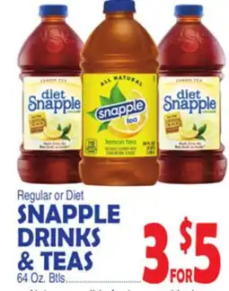 Bravo Supermarkets SNAPPLE DRINKS & TEAS offer