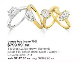 JC Penney 1 To 2 Ct. T.W. Lab-Grown Diamond 3/4 Or 1 Ct. Center Stone‡ Color I, Clarity I1 offer