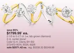 JC Penney 2-1/5 to 2-1/7 ct. t.w. lab-grown diamond 2 ct. center stone‡ offer