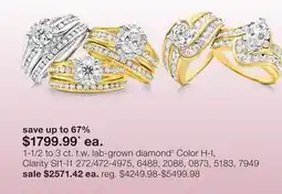 JC Penney 1-1/2 To 3 Ct. T.W. Lab-Grown Diamond‡ Color H-I, Clarity Si1-I1 offer