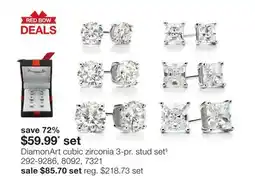 JC Penney DiamonArt cubic zirconia 3-pr. stud set§ offer