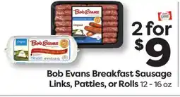 Weis Markets Bob Evans Breakfast Sausage Links, Patties, or Rolls offer