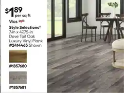 Lowe's 7-in x 47.75-in Dove Tail Oak Luxury Vinyl Plank offer
