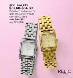 JC Penney Relic by Fossil women's gold-tone or silver-tone offer