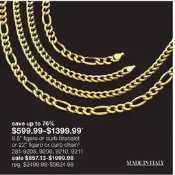 JC Penney 8.5 figaro or curb bracelet or 22 figaro or curb chain‡ offer