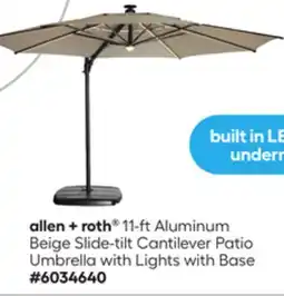 Lowe's 11-ft Aluminum Beige Slide-tilt Cantilever Patio Umbrella with Lights with Base offer