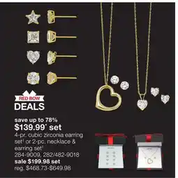 JC Penney 4-pr. cubic zirconia earring set‡ or 2-pc. necklace & earring set‡ offer