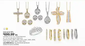 JC Penney Certified 1 2 ct. t. w. natural diamond or 1 ct. t. w. lab-grown diamond offer