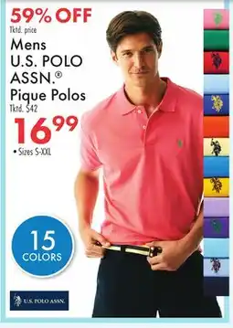 Boscov's Mens U.S. POLO ASSN. Pique Polos offer
