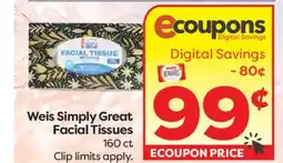 Weis Markets Weis Simply Great Facial Tissues offer