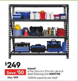 Lowe's 4-Tier 72-in H x 77-in W x 24-in D Steel Shelving Unit offer