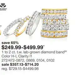 JC Penney 1 To 2 Ct. T.W. Lab-Grown Diamond Band§Ħ Color H-I, Clarity I1 offer