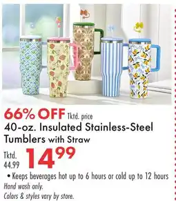 Boscov's 40-oz. Insulated Stainless-Steel Tumblers with Straw offer