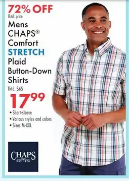 Boscov's Mens CHAPS Comfort STRETCH Plaid Button-Down Shirts offer