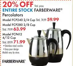 Boscov's ENTIRE STOCK FARBERWARE Percolators offer