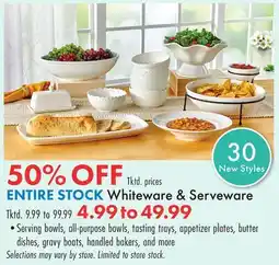 Boscov's STOCK Whiteware & Serveware offer