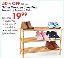 Boscov's 3-Tier Wooden Shoe Rack offer