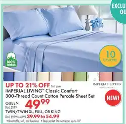 Boscov's IMPERIAL LIVING Classic Comfort 300-Thread Count Cotton Percale Sheet Set offer